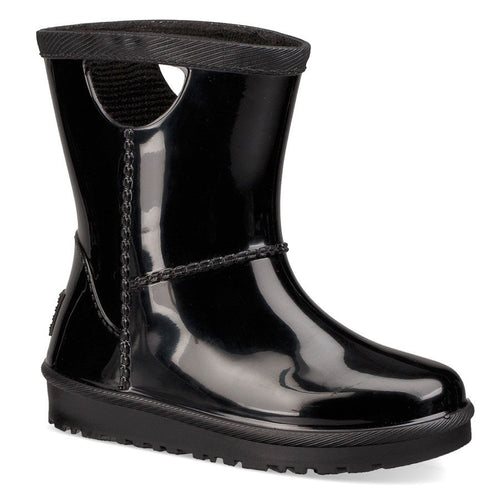 Black UGG Infant's Rahjee Waterproof Rubber Rain Boot Sizes 6 to 12 Profile View
