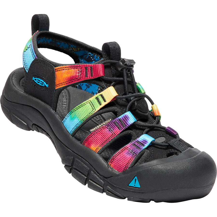 Black With Multi Colored Tye Dye Keen Women's Newport H2 Waterproof Fabric Strappy Sports Sandal