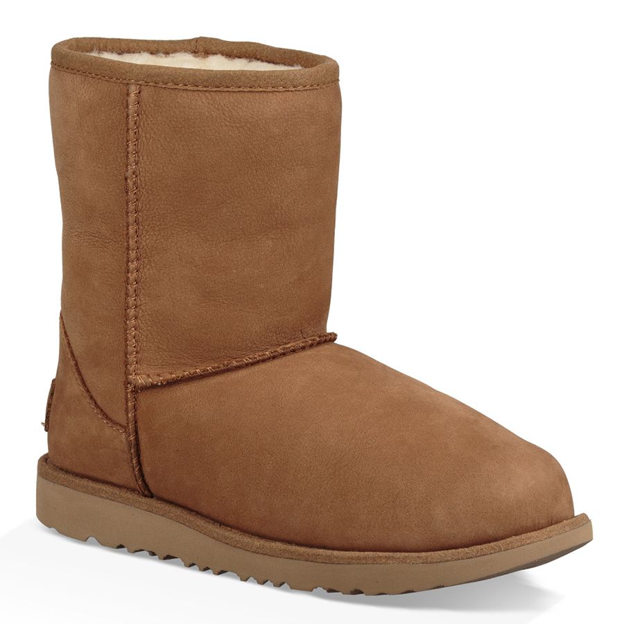 Chestnut Tan UGG Girl's Kids Classic Waterproof Short Suede Boot Sizes 13 and 1 to 6