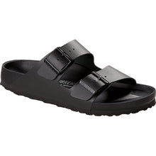 Load image into Gallery viewer, Black Birkenstock Women&#39;s Arizona EXQ Leather Double Strap Sandal Medium Width Profile View
