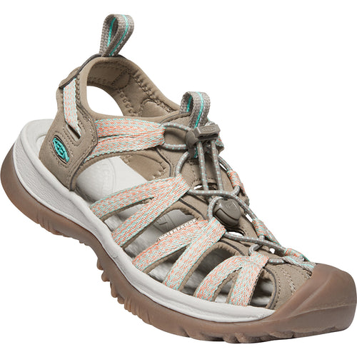Taupe Light Brown With Tan And Grey Keen Women's Whisper Polyester Strappy Sports Sandal