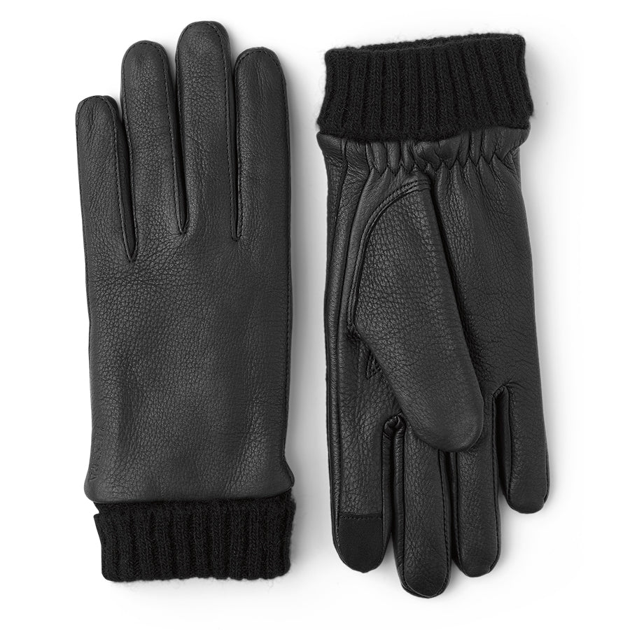 Black Hestra Women's Liv Leather Gloves Primaloft And Polyester Lining