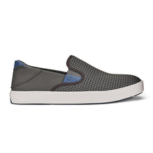 Load image into Gallery viewer, Pavement Grey With White Sole Olukai Men&#39;s Lae&#39;Ahi Mesh Beach Slip On Sneaker Side View
