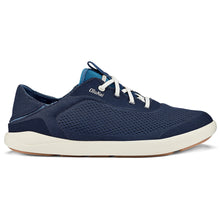 Load image into Gallery viewer, Blue With White Sole Olukai Men&#39;s Moku Pae Mesh Modern Boat Shoe Side View
