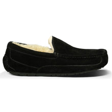 Load image into Gallery viewer, Black UGG Men&#39;s Ascot Suede Wool Lined Slipper Side View
