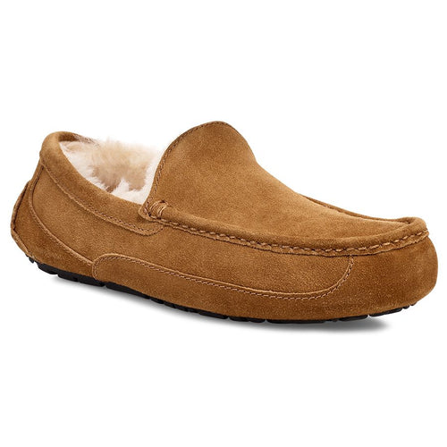 Chestnut Tan UGG Men's Ascot Suede Wool Lined Slipper Profile View