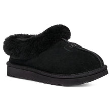Load image into Gallery viewer, Black With Fuzzy Collar UGG Women&#39;s Tazzette Suede Slipper Profile View
