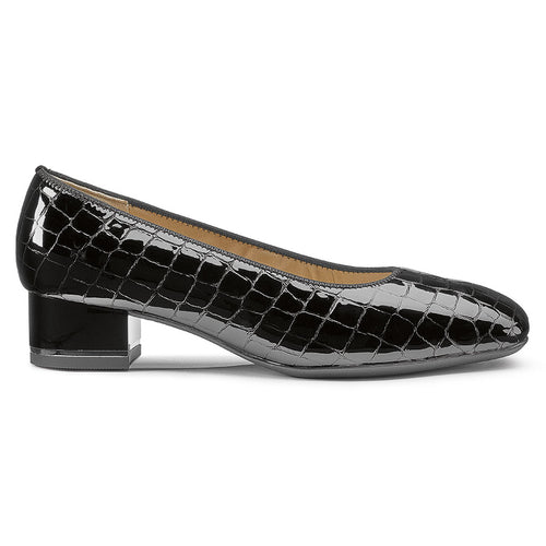 Black Ara Women's Gabrielle Patent Crocco Leather Low Heel Pump