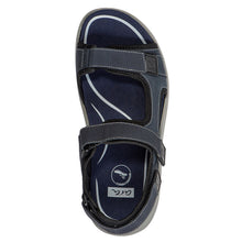 Load image into Gallery viewer, Navy With Grey Sole Ara Men&#39;s Santa Ana Nubuck And Fabric Sports Sandal Top View
