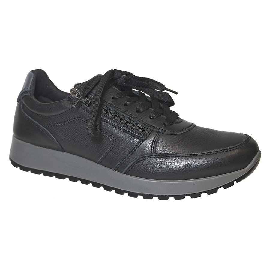 Black With Grey Sole Ara Men's Murray Casual Leather Sneaker