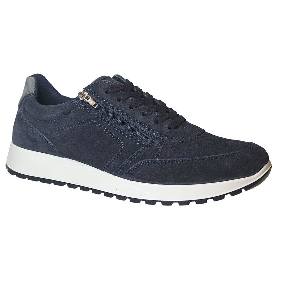 Navy With White Sole Ara Men's Murray Casual Suede Sneaker
