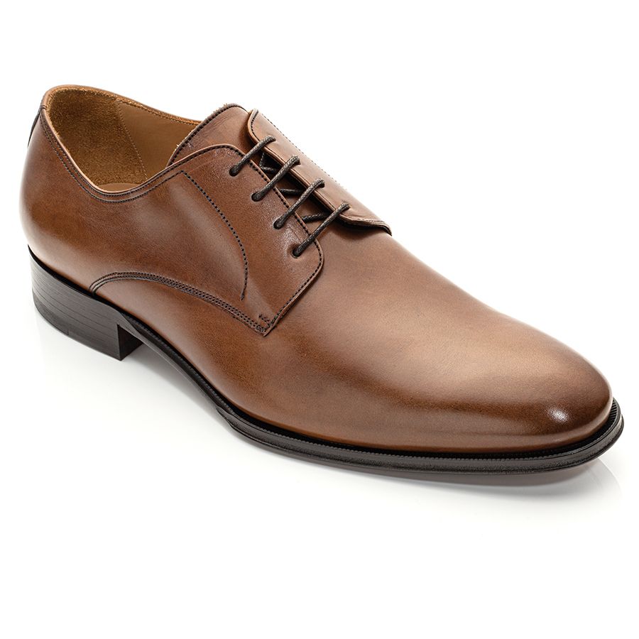 Tan With Black Sole To Boot New York Men's Declan Plain Toe Ultra Flex Leather Dress Oxford