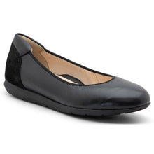 Load image into Gallery viewer, Black Ara Women&#39;s Sarah Leather Sporty Ballet Flat Profile View

