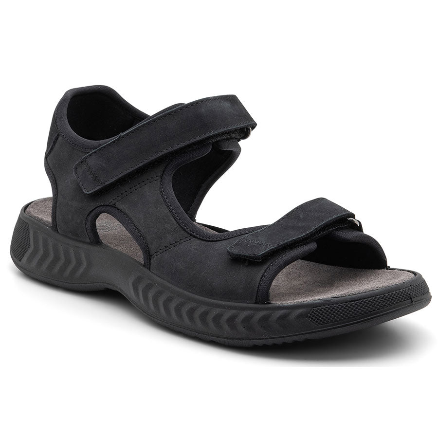 Black Ara Women's Anaheim Nubuck And Mesh Triple Strap Sandal Profile View