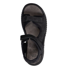 Load image into Gallery viewer, Black Ara Women&#39;s Anaheim Nubuck And Mesh Triple Strap Sandal Top View
