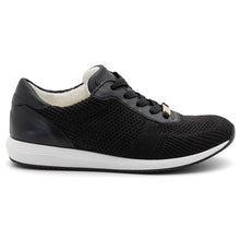 Load image into Gallery viewer, Black With White Ara Women&#39;s Lilly II Woven Stretch Sneaker Side View
