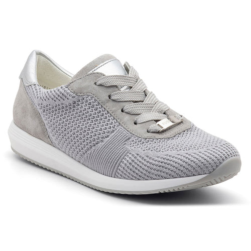Silver Grey With White Ara Women's Lilly II Woven Stretch Sneaker Profile View