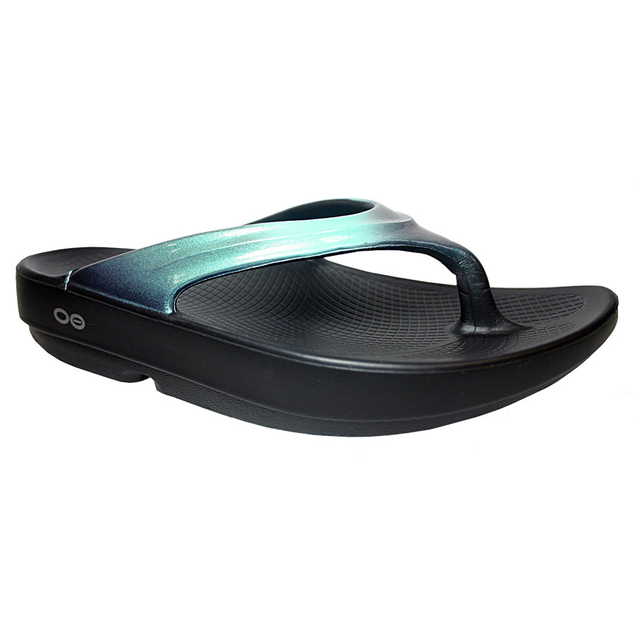 Blue And Black Oofos Women's Oolala Synthetic Thong Sandal Closed Cell Foam