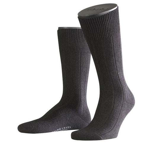 Black Falke Men's Lhasa Rib Short Calf Length Wool Blend Sock
