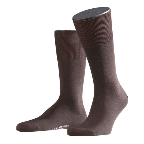 Brown Falke Men's Airport Short SC Cotton Calf Length Wool Blend Socks