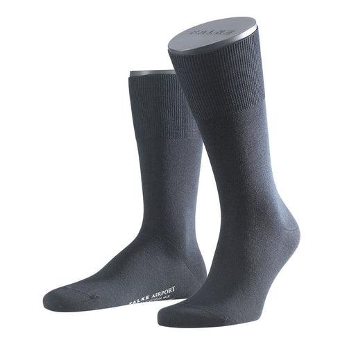 Navy Falke Men's Airport Short SC Calf Length Wool Blend Socks