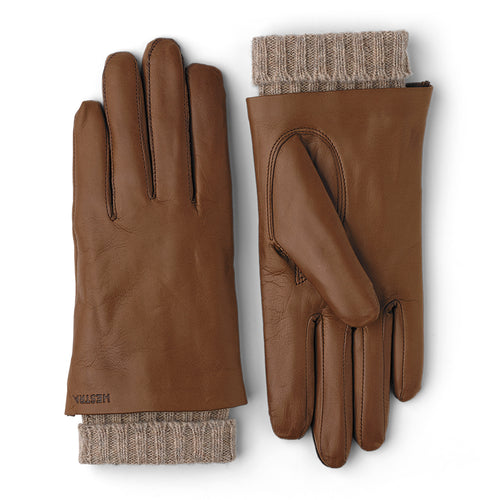 Light Brown Hestra Women's Megan Leather Gloves Wool Lining