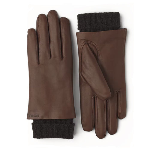 Chestnut Brown Hestra Women's Megan Leather Gloves Wool Lining