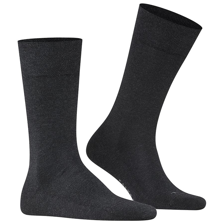 Anthracite Dark Grey Falke Men's Sensitive London Cotton Calf Socks