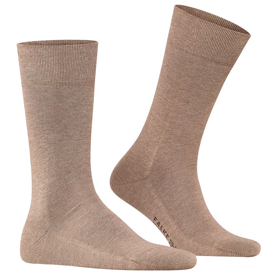 Nutmeg Dark Beige Falke Men's Sensitive London Cotton Calf Socks