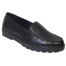 Load image into Gallery viewer, Black Ara Women&#39;s Dewitt Leather Dressy Slip On Loafer Profile View
