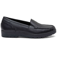 Load image into Gallery viewer, Black Ara Women&#39;s Dewitt Leather Dressy Slip On Loafer Side View
