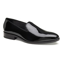 Load image into Gallery viewer, Black Johnston And Murphy Men&#39;s Gavney Slip On Patent Dress Loafer Profile View
