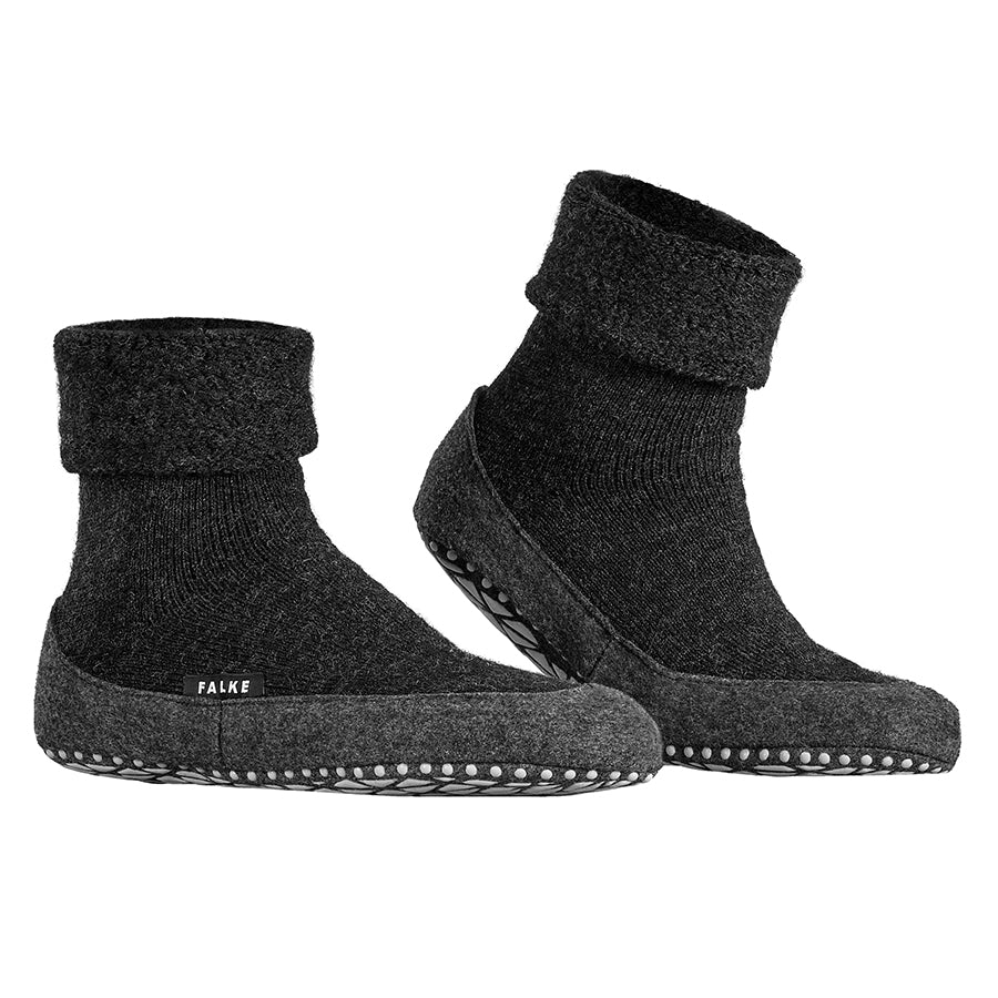Dark Grey And Black Falke Women's Cosyshoe Merino Wool Slipper Socks