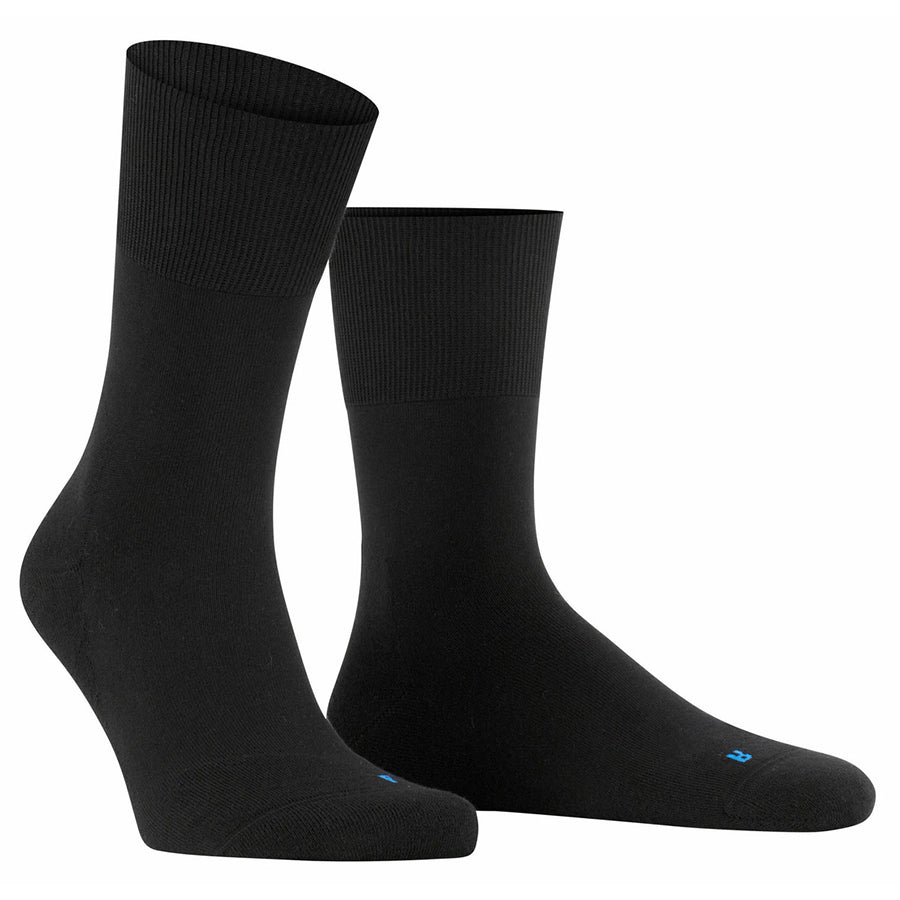 Black Falke Unisex Cotton Run Sock Calf Length
