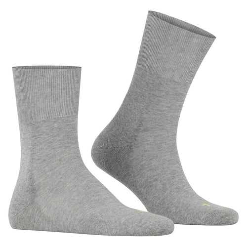 Light Grey Falke Unisex Cotton Run Sock Calf Length