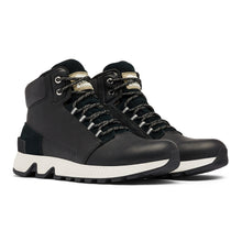 Load image into Gallery viewer, Black With White Sole Sorel Men&#39;s Mac Hill Mid Ltr Waterproof Leather And Suede Hiking Sneaker Profile View
