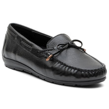 Load image into Gallery viewer, All Black Ara Women&#39;s Amarillo Leather Moccasin Loafer With Tassel Profile View
