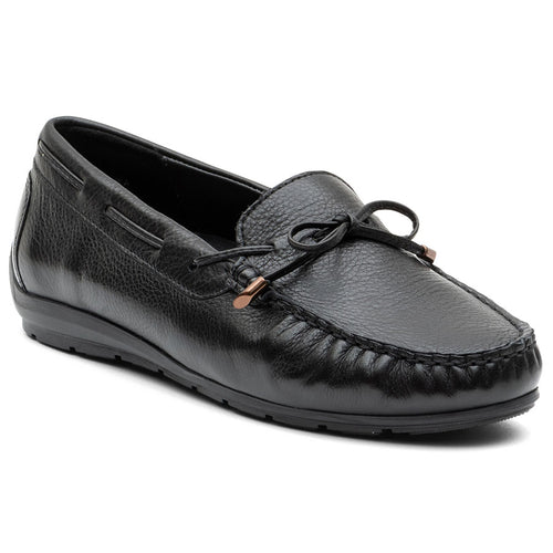 All Black Ara Women's Amarillo Leather Moccasin Loafer With Tassel Profile View