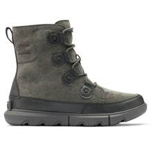 Load image into Gallery viewer, Green With Black Sorel Men&#39;s Explorer Boot Waterproof Suede And Leather Sneaker Combat Boot Side View
