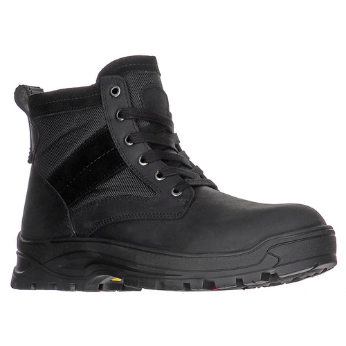 Black Pajar Women's Waterproof Leather With Suede And Nylon Winter Combat Boot Profile View