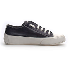 Load image into Gallery viewer, Black With White Sole And Laces Women&#39;s Candice Cooper Rock S Leather Casual Sneaker Side View
