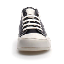 Load image into Gallery viewer, Black With White Sole And Laces Women&#39;s Candice Cooper Rock S Leather Casual Sneaker Front View
