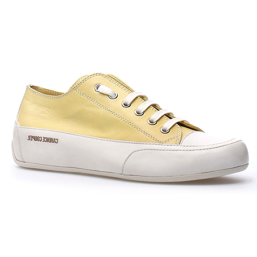 Sun Yellow With White Sole And Laces Women's Candice Cooper Rock S Leather Casual Sneaker Profile View