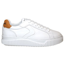 Load image into Gallery viewer, White And Tobacco Tan Voile Blanche Women&#39;s Lipari Calf Leather Sneaker Side view
