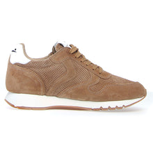 Load image into Gallery viewer, Tobacco Light Brown With White Voile Blanche Women&#39;s Julia Suede Sneaker Side View
