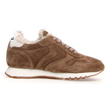 Load image into Gallery viewer, Brown With White Voile Blanche Women&#39;s Julia Pump Fur Suede With Shearling Lining Sneaker Side View
