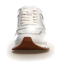 Load image into Gallery viewer, Grey With White And Brown Sole Voile Blanche Women&#39;s Julia Mesh And Leather Sneaker Front View
