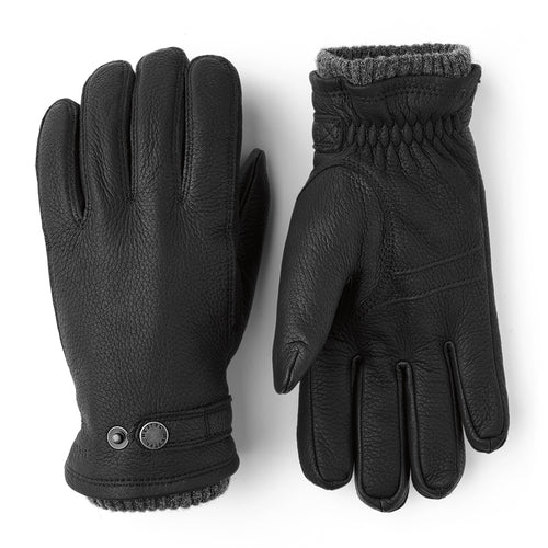 Black Hestra Women's Elk Utsojo Leather Gloves Primaloft Lining