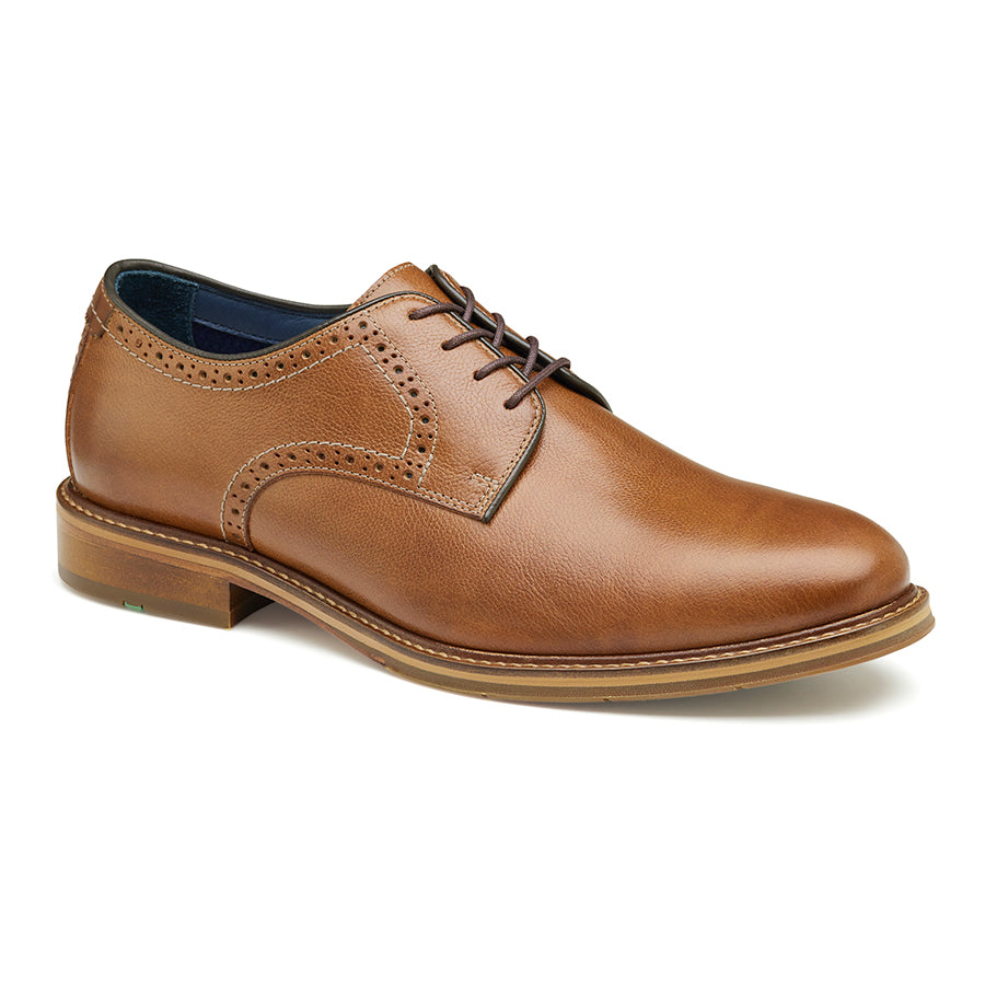 Tan Johnston And Murphy Men's XC Flex Raleigh Plain Toe Leather Dress Casual Oxford