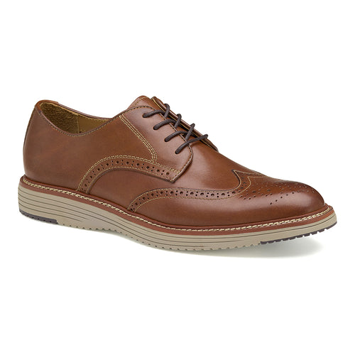 Tan With Beige Sole Johnston Murphy Men's Upton Wingtip Leather Casual Oxford